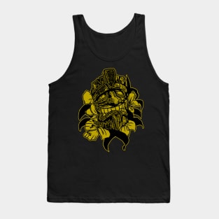 Tiki stamp and  wood  cut print Tank Top